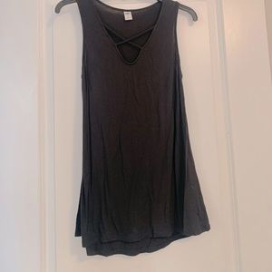 Black tank top with cross front detail